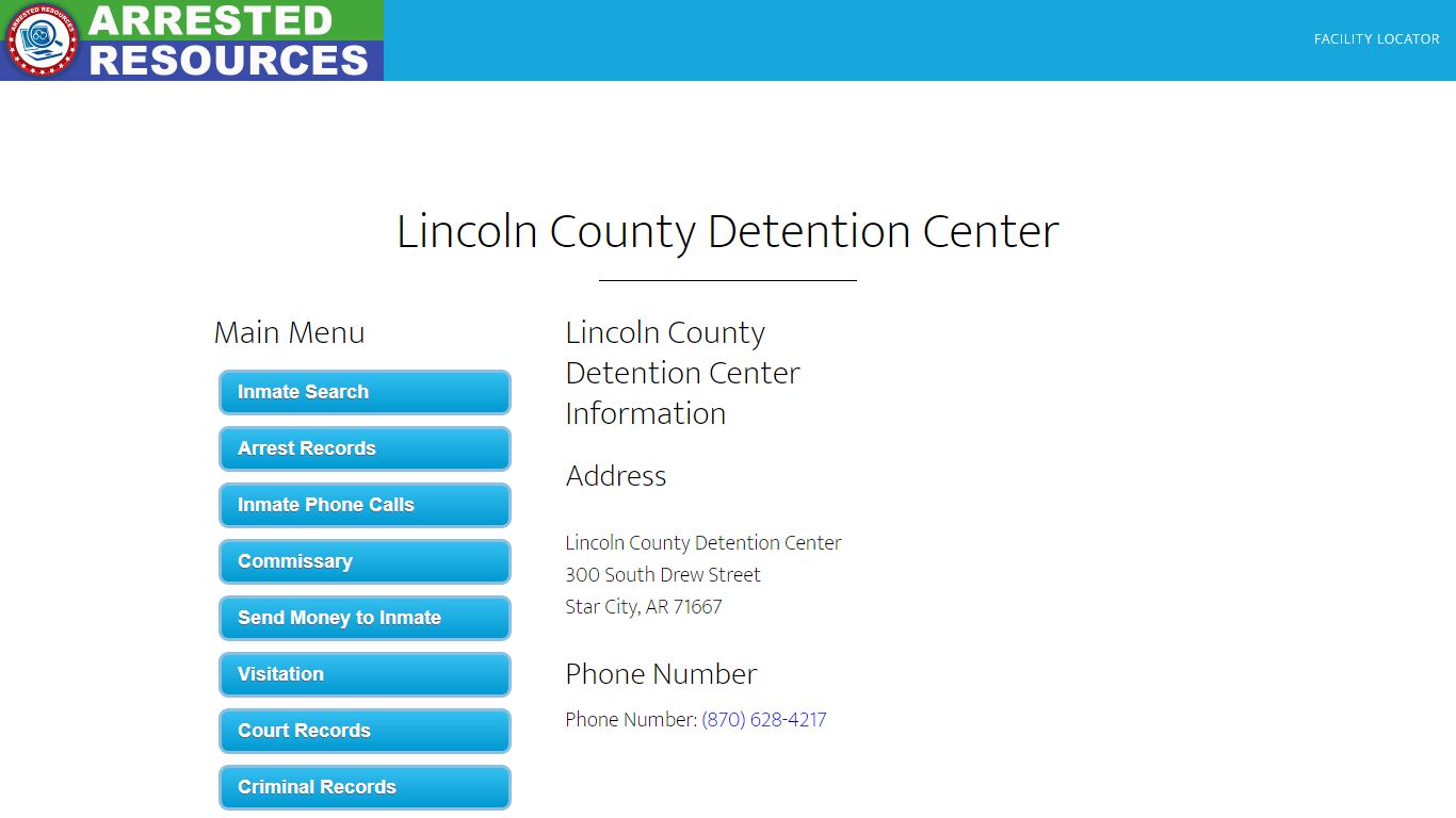 Lincoln County Detention Center - Inmate Search - Star City, AR